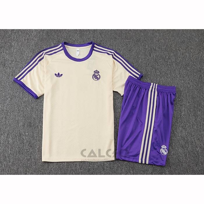 Tuta da Track Real Madrid Manica Corta 2025-2026 Giallo - Pantaloncini